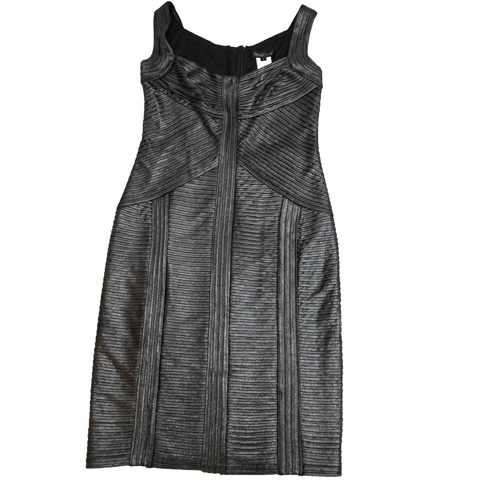 Tadashi Shoji Black Textured Midi Sheath Dress